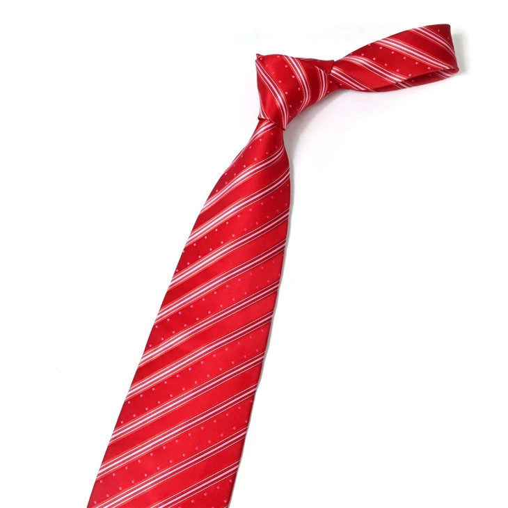 YiLi Wide Jacquard Red Striped Men's Necktie
